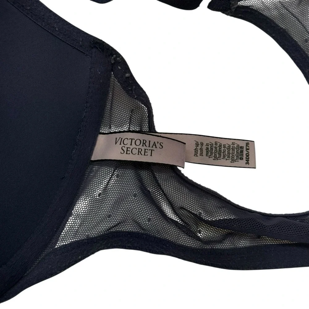 Victoria's Secret Sexy Blue Floral Razorback Sheer Back Push-up Bra 34DD‎ #309